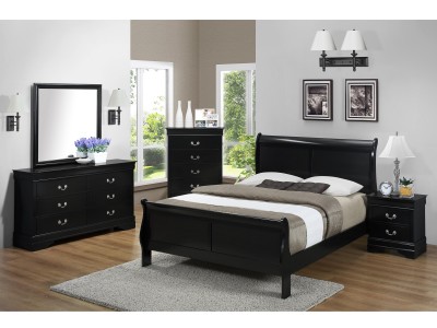 Hamilton - 4PC Black Sleigh Bedroom Set
