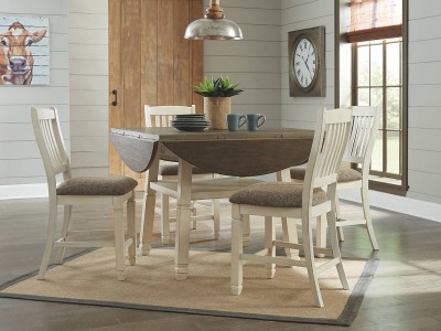 Springfield - Two-tone - Round Drop Leaf Counter Table Set