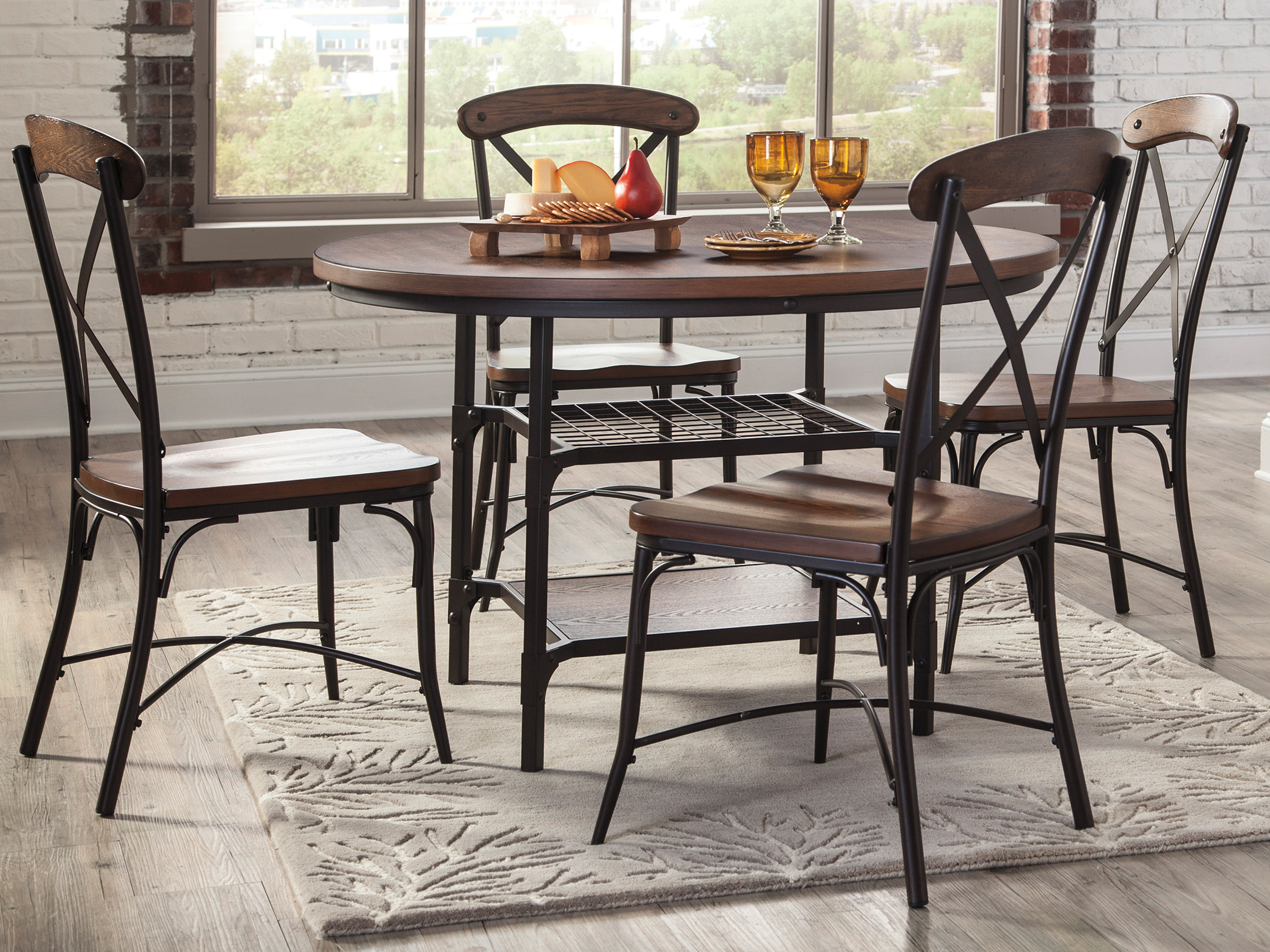 7740577, Round Metal Dining Table And Chairs